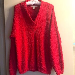 Young attitudes V neck sweater long sleeves knitted fabric top